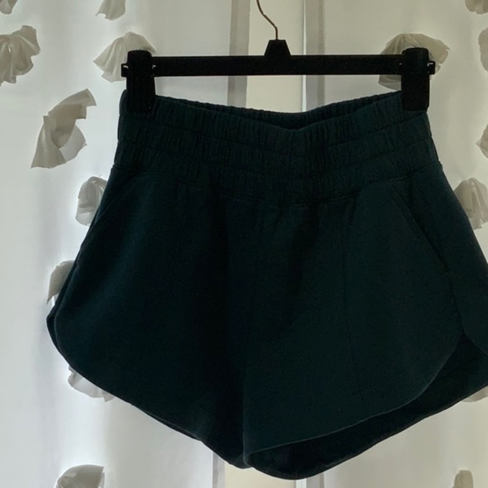 Green and Blue Athletic Shorts with Elastic Waistband